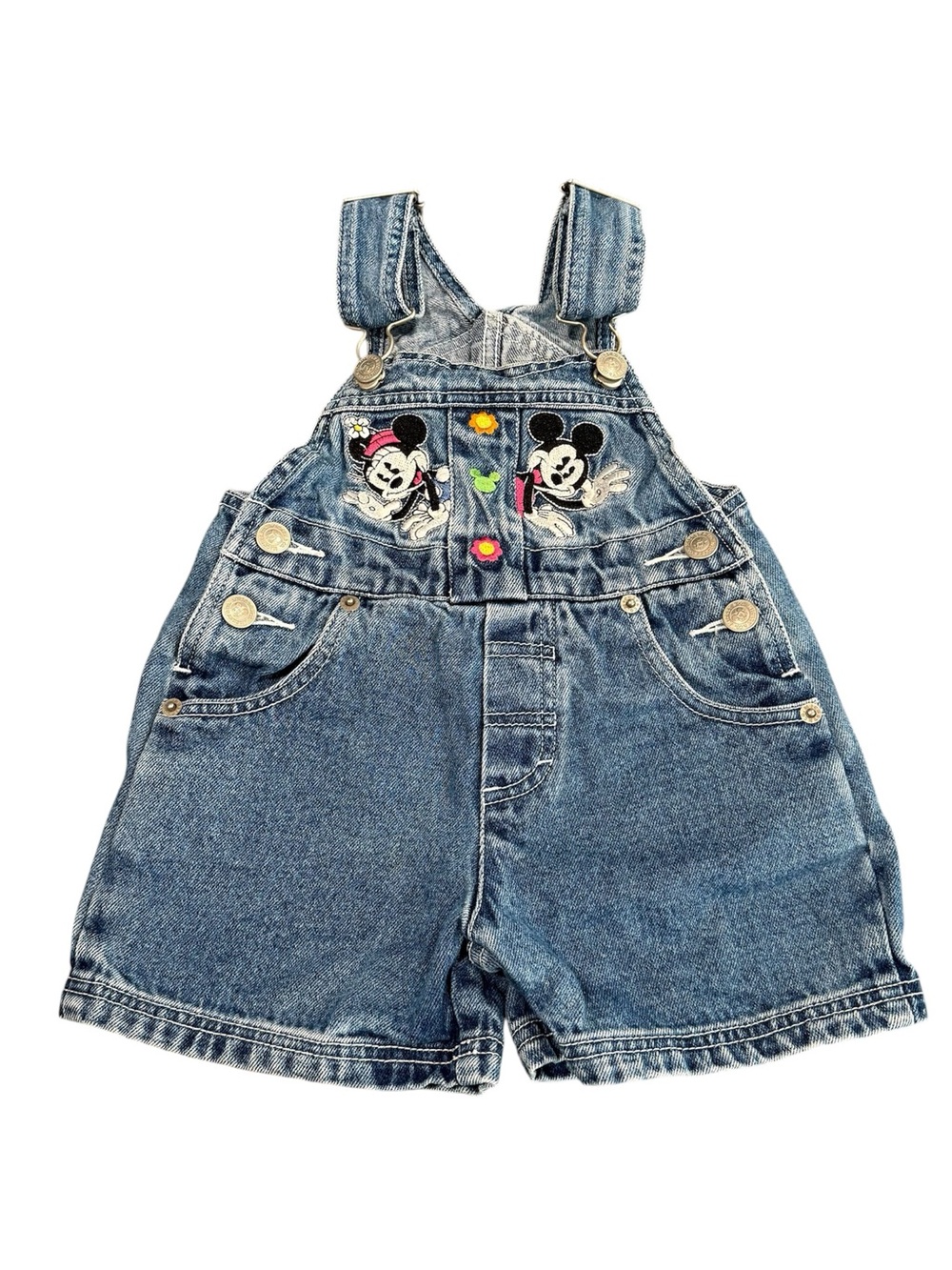 Vintage Disney Mickey Minnie shortalls overalls 2T girls 90s rare